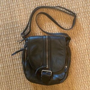 Black leather crossbody purse
